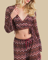 Isla & Evie Zig Zag Print Wrap Crop Top